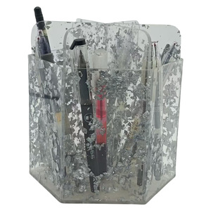 Yun Zhuo Acrylic Storage <b>Box</b> 15x13.5x16.5cm Transparent Rotatable Desk Organizer For <b>Makeup</b> Pens Brushes Sundries - Product Image 1