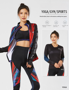 Moda sin espalda Racerback Color degradado secado rápido ropa activa Conjunto de 4 piezas para mujeres gimnasio deportes Yoga - Product Image 5