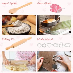 Ensemble de cuisine et de pâtisserie <span class=keywords><strong>pour</strong></span> enfants 19 pièces, ensemble de costume de chef <span class=keywords><strong>pour</strong></span> enfants - Chapeau de chef et tablier rose assorti, déguisement <span class=keywords><strong>pour</strong></span> enfants - Product Image 4
