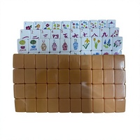 Table de Mahjong Américaine Moderne en Acrylique, Portable et Durable, Ensemble Complet 32 Jeux familiaux de luxe pour festival, thème Chiot Orange, sur quatre étages