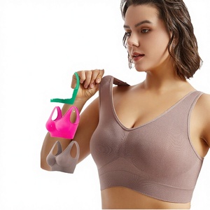 Women's Plus-Size Small Bust Wireless 3/4 Cup Strapless Sports Bra Removable Thin Pads Solid Breathable Spandex/Nylon Summer - Product Image 4
