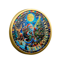 Élément décoratif traditionnel en métal plaqué pour sapin de Noël, motif Père Noël et rennes, cadeau personnalisable pour les amateurs de Noël