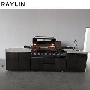 Parrilla de <span class=keywords><strong>Barbacoa</strong></span> Modular <span class=keywords><strong>para</strong></span> Exteriores RAYLIN, Impermeable, de Acero Inoxidable 304 Negro, Resistente, a Gas, con 8 Quemadores y Fregadero - Product Image 6