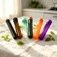 Flacon en verre rond transparent ou coloré de 10 ml, 15 ml, 20 ml, 30 ml, 50 ml, résistant aux enfants, petit tube en verre avec bouchon à vis