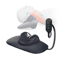 Dispositif de traction cervicale gonflable avec EMS, thérapie chauffante infrarouge, pour soulager les douleurs au cou et aux épaules, oreiller de massage pour étirement du cou avec télécommande