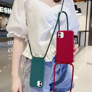 Crossbody Necklace Holder Phone Case For IPhone 13 12 11 Pro XS Max Lanyard TPU Case Cover With Cord Strap Rope