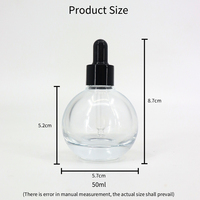 Huile cosmétique transparente sphérique unique pour le soin de la peau, 10 ml, 20 ml, 30 ml, huile liquide pour le corps et le visage, sérum, huile pour cheveux, flacons en verre avec compte-gouttes