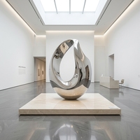 Escultura Moderna de Anillo Abstracto en Acero Inoxidable Pulido con Acabado Espejo para Decoración de Jardín, Villa o Paisaje