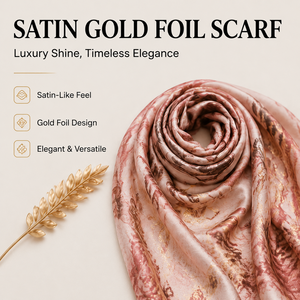 Custom Satin-Like Gold Foil <b>Scarf</b> 180x90cm Personalized Logo Pattern Shawl OEM ODM <b>Large</b> Fashion Wrap Supplier - Product Image 1