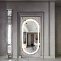 Cermin Dinding Kamar Mandi Oval Modern Desain Baru dengan Lampu LED dan Sakelar Sensor Sentuh