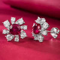 925 Pure Silver Fine Stud Boys Ohrringe Neue kompakte exquisite Pigeon Blood Ruby Boys Ohrringe Einfache vielseitige Ohr zubehör