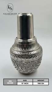 Bouteille d'eau en argent artisanale avec finition design Vaisselle haut de gamme pour la maison, le temple, le bureau et les cadeaux élégants - Product Image 2