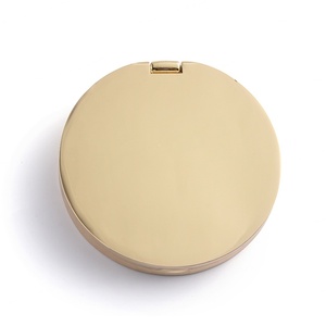 Customized Luxury <b>Small</b> Round Golden Metal Debossed Folding Handbag Cosmetic Makeup <b>Mirror</b> - Product Image 2