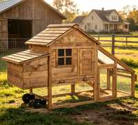 Vente en gros usine : Grand poulailler mobile de luxe en bois, respirant, sur roues, pour l'extérieur, cage à volailles pour la ferme et le jardin