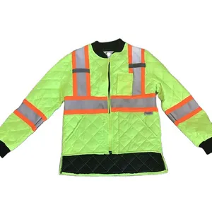 100% polyester zip front freezer jacket with reflective tape safety vest