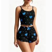 Ensemble de pyjama Annshine pour femme, motif imprimé Sweet Love, short à bretelles, séchage rapide, doux