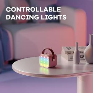 เครื่องคาราโอเกะขนาดเล็กสำหรับเด็กและผู้ใหญ่ ลำโพงไร้สายพกพา ไมโครโฟน 2 ตัว พร้อมแบตเตอรี่ในตัว-ของขวัญวันเกิด กำลังขับ 100-300 วัตต์ - Product Image 5