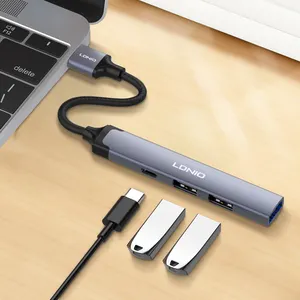 LDNIO DS-44 C Type-c 도킹 스테이션 4 in 1 USB 허브 어댑터 USB3.0 * 1 + USB2.0 * 2 + TYPE-C * 1 Mac Book PC USB 허브