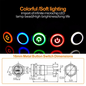 Lanboo 16 Mét cao-hiện tại <span class=keywords><strong>push</strong></span> button chuyển 10A 9-24V 220V Vỏ được làm bằng đồng mạ chrome và thép không gỉ - Product Image 3