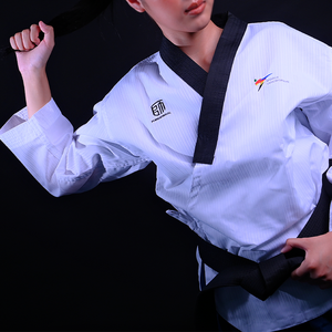 Uniforme de Taekwondo para <span class=keywords><strong>Mujer</strong></span> PUREGENERAL, Cuello en V con Pantalones Negros, Poliéster, para Entrenamiento Deportivo - Product Image 1