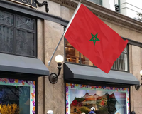 Pas cher Afrique Pays 3 * 5FT Maroc Drapeau Polyester Impression Numérique Accrocher Drapeau Extérieur avec Deux Boucle En Métal.