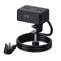 Multiprise de bureau amovible à fixation par pince avec 4 prises CA, 2 USB-A et 2 USB-C (charge rapide 20W) pour bureau - Câble de 2m