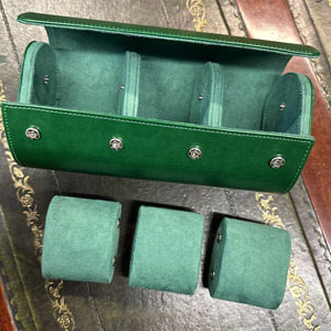 Trường hợp sang trọng duy nhất 3 khe cắm Bánh xe lăn du lịch tùy chỉnh con lăn da đồng hồ hộp cuộn - Product Image 1