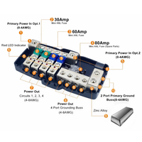 Bloc de fusibles MIDI Mini ANL robuste à 4 voies avec indicateurs LED, double barre omnibus, 12V 24V 48V pour VR, marine, automobile