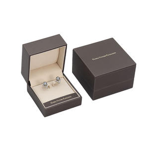 Vente en gros de boîte à bagues collier bracelet boucle d'oreille emballage de bijoux boîte à bijoux personnalisée en cuir PU <span class=keywords><strong>champagne</strong></span> haut de gamme avec logo - Product Image 3