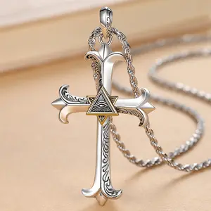 Cross Pendant Men Fashion Simple Personality Hip Hop Vintage Necklace Women Men Sweater Chain