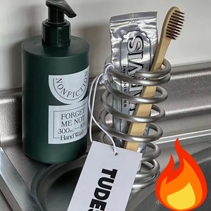 304 Stainless Steel Spring Toothbrush Holder Hollow Design No Drill Bathroom Storage Toothpaste Holder Washbasin - Product Image 3