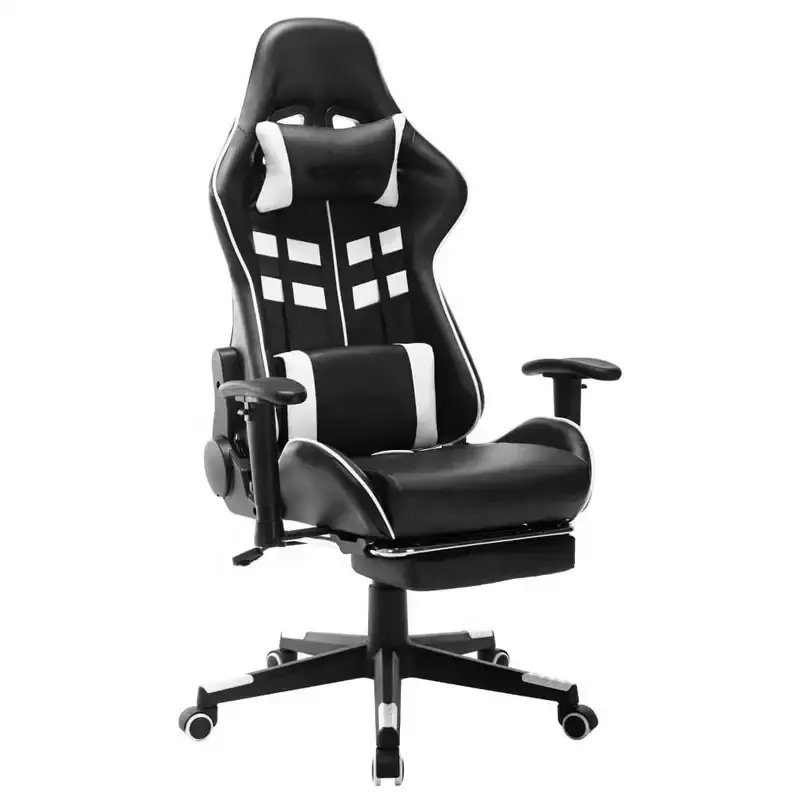2024 Custom Luxury White Gaming Stuhl Verstellbarer Rücken 2d Arme Cadeira Silla Games Gaming Stuhl mit Fuß stütze für Gamer Office