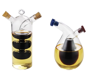 Dispensador personalizado de aceite de oliva y vinagre de borosilicato, botella de vidrio, salsera 2 en 1, doble pared, vinagrera, hervidor de <span class=keywords><strong>corcho</strong></span> - Product Image 1