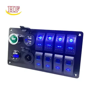 8 Gang 12V 24V Marine Boat Truck SUV Car Universal Off Road Lights 5Pin LED Rocker Switch Universal Switch Panel