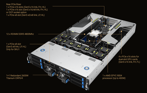 เซิร์ฟเวอร์ GPU รุ่น ESC4000A E12 2U รองรับซีพียู EPYC 9004 / 9005 ซีรีส์  ความหนาแน่นสูง 4 ช่องใส่การ์ดจอ สำหรับองค์กร  แบบติดตั้งบนแร็ค  สำหรับการฝึกอบรม AI และการประมวลผล - Product Image 5