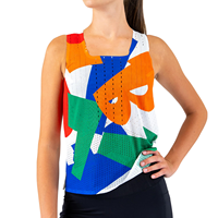 Débardeur de course haute performance pour femme en polyester, gilet de marathon avec canaux de drainage de la transpiration, marque privée OEM