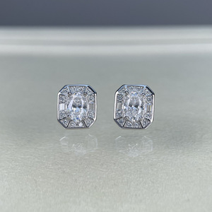 Pendientes de Plata 925 Originales con Diamantes de Corte Esmeralda Ovalados Brillantes de 1-12 Quilates, Color D, Moissanita, Joyería para Mujer - Product Image 6