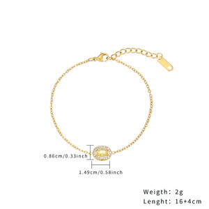 Nueva joyería llegada Forma ovalada Colorido Zirconia 18K Chapado en oro Cadenas de acero inoxidable Pulsera de eslabones - Product Image 6
