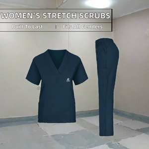 Ensemble de blouses médicales unisexes, uniforme extensible, haut et pantalon, bordure contrastée, infirmière, médecin, vêtements de travail d'hôpital, sergé de polyester - Product Image 2