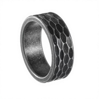Bague unisexe en acier inoxydable 8MM, motif martelé rétro, style INS Punk, Old a generation of hair