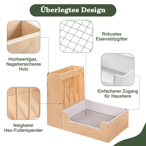 SENNOR büyük 2-in-1 tavşan saman besleyici kum kabı Set ahşap kobay tavşanlar için karışıklık geçirmez tasarım köpekler için çok yönlü - Product Image 3