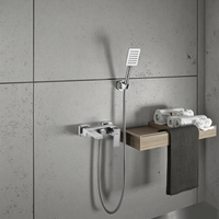 Acero inoxidable 304 níquel caliente frío montado en la pared cascada ducha mezclador grifo conjunto para Baño