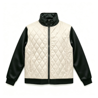 Veste matelassée écologique à col montant personnalisée avec motif diamant et broderie pour l'hiver