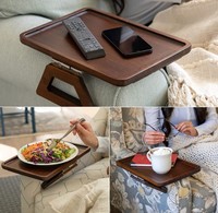 Bambus Sofa Arm Tray Multifunktions-Tisch clip für breite Sofas Tragbares Getränke-Serviert ablett