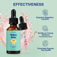 Gouttes liquides de soutien digestif pour enfants, mélange d'herbes détoxifiantes naturelles, saveur framboise, complément alimentaire digestif pour enfants, marque privée OEM
