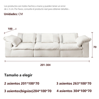 Canapé modulaire de luxe en tissu durable, assise profonde, style nuage, avec coussins en éponge pour salon de villa moderne
