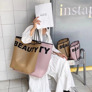 Bolsas de tela no tejida de varios tamaños, reutilizables, con estampado de letras, impermeables, para compras, para mujer, para uso en exteriores - Product Image 2