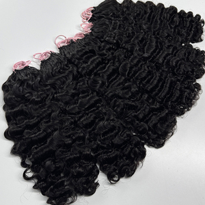 Cabello humano rizado para crochet, negro natural, pre-enlazado, suave, con rizos completos y puntas rizadas para trenzas de crochet. - Product Image 1