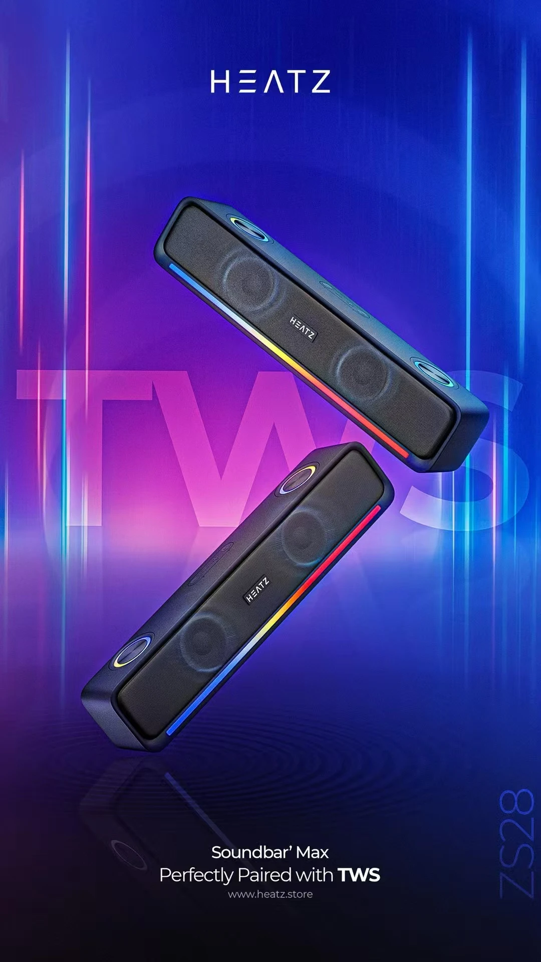 Heatz ZS28 16W Bluetooth Soundbar Speaker V5.3 with RGB Lights