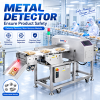 Détecteur de métaux pour convoyeur industriel alimentaire avec bande transporteuse, en acier inoxydable 304, pour usage en usine